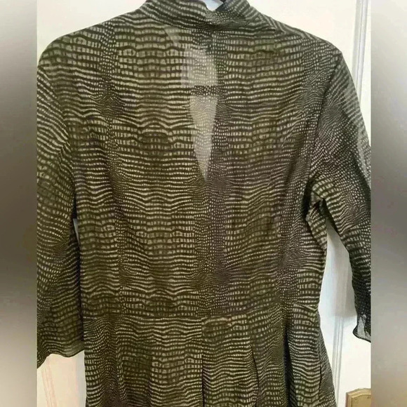 Akris Brown Black Pattern Cotton Pleated Midi Dress, Womens Size 10 - Picture 6 of 16